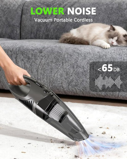 **Skiennix Handheld Vacuum - Cordless 11KPA Strong Suction | 25 Mins Runtime, Lightweight & Rechargeable for Home, Car, Office**