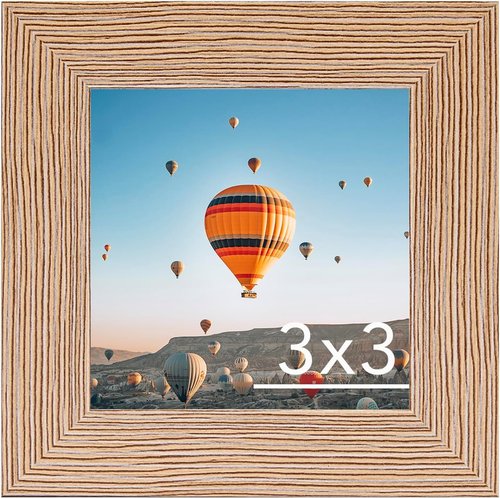 JCJMY 3x3 Picture Frame - Rustic Brown Tabletop Photo Frame with Shatter-Resistant Plexiglass