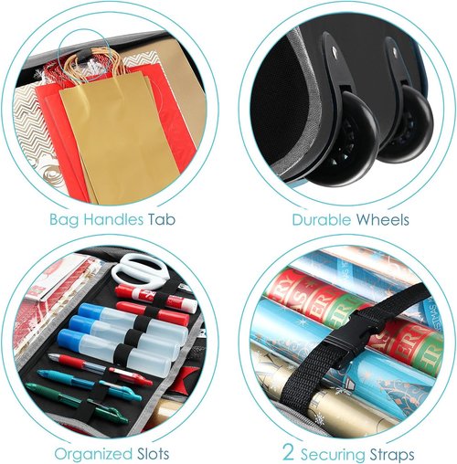 Hearth & Harbor Holiday Storage | Extra 2 PC Christmas Bins & Ribbon Organizer - Fade Resistant, Fits 30 Rolls