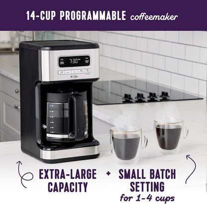Mr. Coffee 14-Cup Programmable Coffee Maker - Stainless Steel Design for Easy Brewing