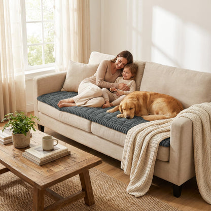 Smiry Couch Cover for Dogs Washable, Non Slip Fuzzy Pet Couch Covers for 3 Cushion Sofa Pet Friendly, Thick Soft Sofa Slipcovers Cushion Protector (Dark Grey, 27.6" x 59")