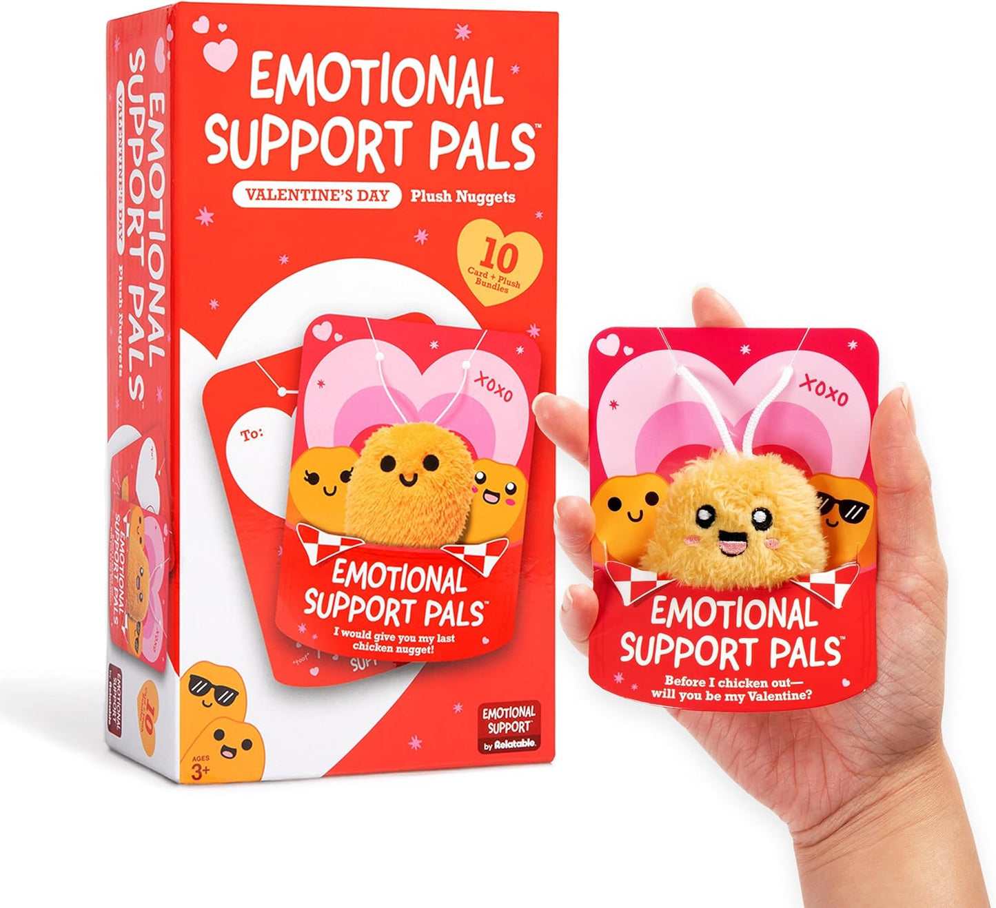 Relatable Emotional Support V-Day Nugget Cards - Valentine's Plush Gift Set with 10 Plushies & Cards
