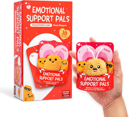 Relatable Emotional Support V-Day Nugget Cards - Valentine's Plush Gift Set with 10 Plushies & Cards