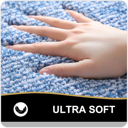 OLANLY Microfiber Bath Mat - Extra Soft, Absorbent & Non-Slip | 24x16 Inches, Quick Dry, Blue