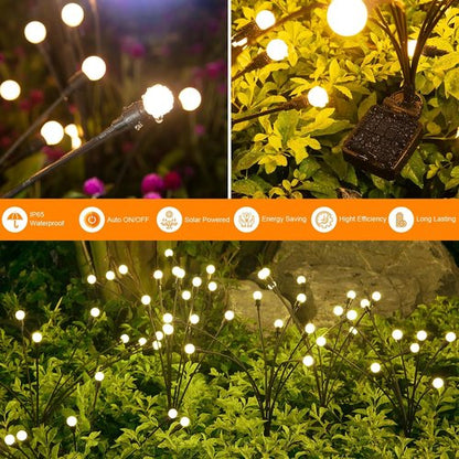 ASMAD Solar Lights - 4 Pack Outdoor Garden Lights with 32 LEDs | Unique Firefly Decor for Patios
