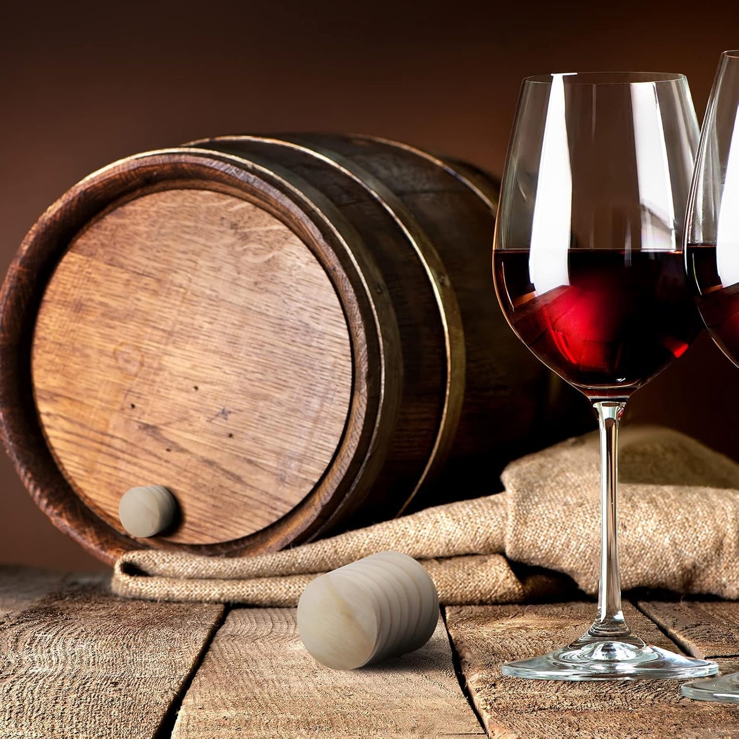 Weysat 2 Pcs Wine Barrel Cork Plug Stopper 2 Inch Whiskey Barrel Bung Hole Plug Oak Wood for Whiskey Beer Bottle Crafts