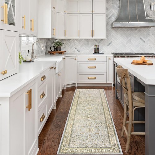 Gent drizz Runner Rug 2'6''x8' Washable Rugs: Machine Washable Runner Rug Soft Non Skid Non-Shedding Low Pile Runners for Hallways, Kitchen, Floor, Laundry, Bedroom, Indoor Baby Blue