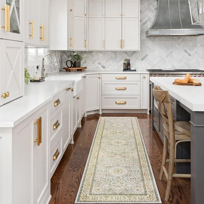 Gent drizz Runner Rug 2'6''x8' Washable Rugs: Machine Washable Runner Rug Soft Non Skid Non-Shedding Low Pile Runners for Hallways, Kitchen, Floor, Laundry, Bedroom, Indoor Baby Blue