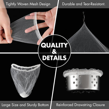 Skiennix Kitchen Sink Strainer Mesh Bags - 200 Pack Anti-Clogging Disposable Drain Covers | Fits Most Strainers (4.0 x 4.0 Inch)