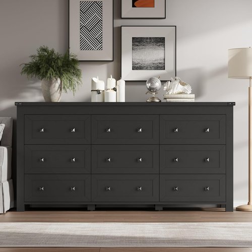 BORN OON 9-Drawer Dresser - Modern Wooden Storage Chest with Metal Handles for Bedroom & Living Room