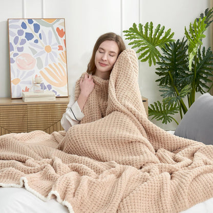 Snuggle Sac Waffle Throw Blanket - Reversible Microfiber Cozy Knit 50x60 Inches | Perfect Gift for Women