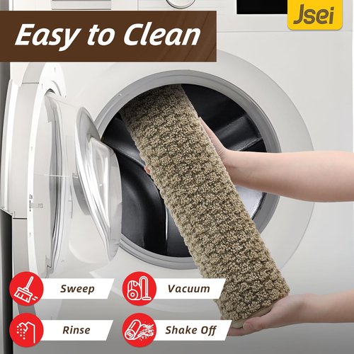 JSEI Dirt Trapper Door Mat - Non-Slip, Washable & Stain-Resistant Entryway Rug | 32"x48", Beige