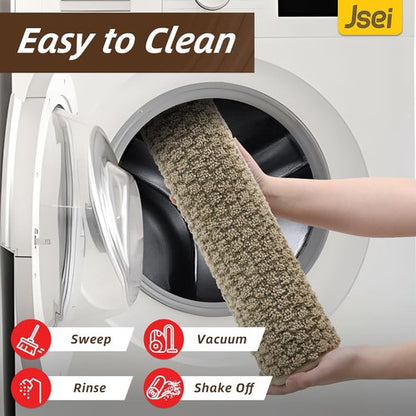 JSEI Dirt Trapper Door Mat - Non-Slip, Washable & Stain-Resistant Entryway Rug | 32"x48", Beige