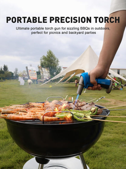 SMART JERRY Mini Torch Gun - Windproof Butane Lighter with Safety Lock | Adjustable Flame Up to 1500℃ for Cooking, BBQ, and Soldering