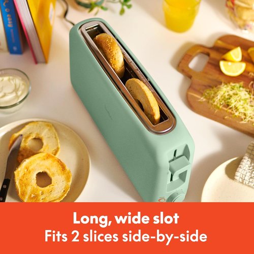Bella 2 Slice Slim Toaster - 6 Setting Shade Control, Fits Sourdough, Anti-Jam & Auto Shutoff, Seaglass