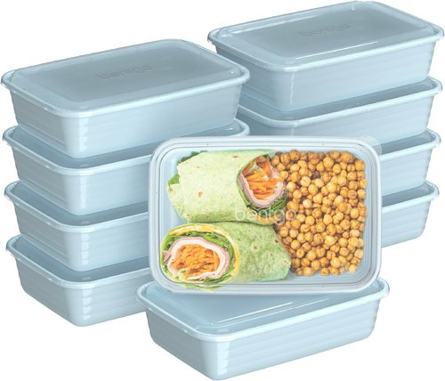 Bentgo Prep - 20-Piece Reusable Meal Prep Containers | Durable, BPA-Free, Microwave & Dishwasher Safe (Sky)