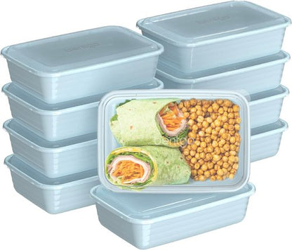Bentgo Prep - 20-Piece Reusable Meal Prep Containers | Durable, BPA-Free, Microwave & Dishwasher Safe (Sky)