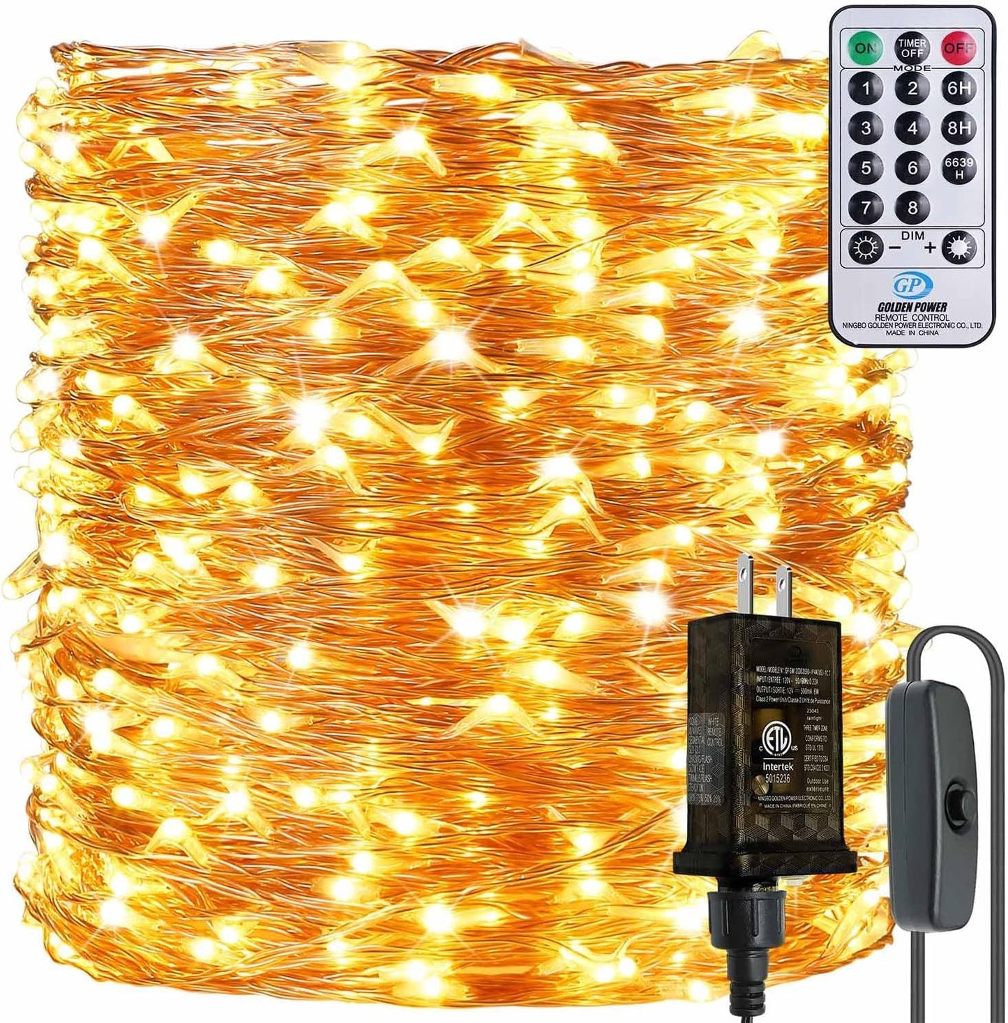 Skiennix 132 Feet Copper Wire String Lights - 400 LEDs, Dimmable Warm White, 8 Scene Modes for Indoor Decoration