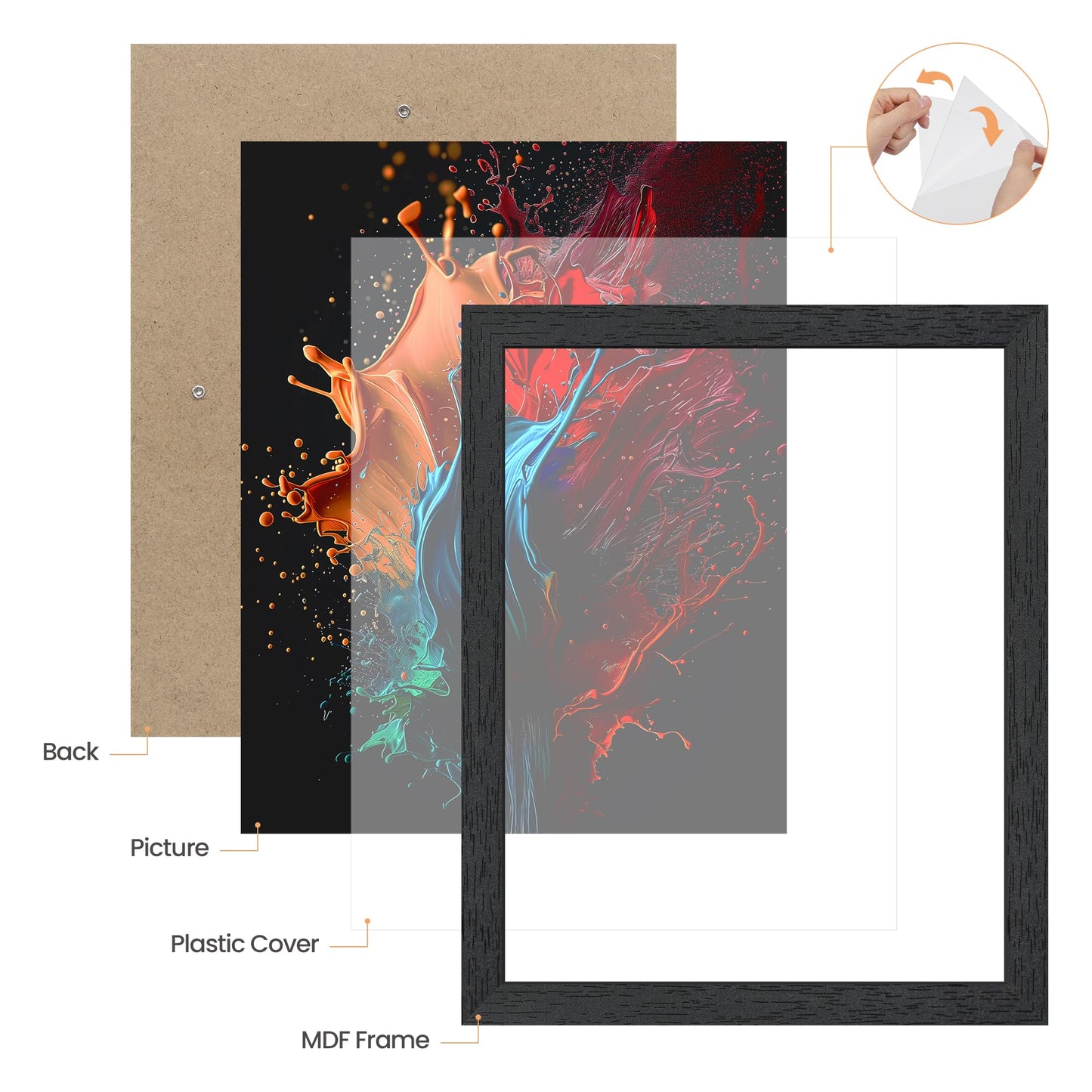 upsimples 8x10 Picture Frame, Wall Gallery Photo Frames with Engineered Wood, Black 1 Pack