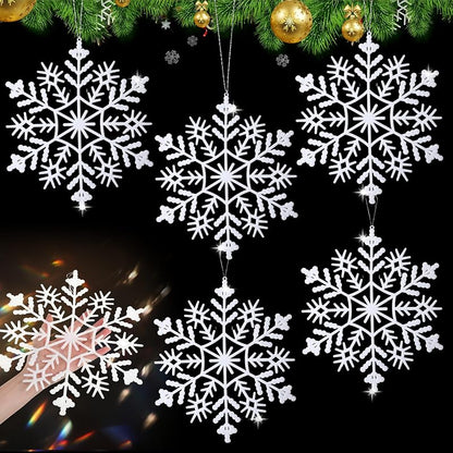 Lineshading 6 Pcs Giant Snowflake Ornaments 22'' - White, Weatherproof Outdoor Decor