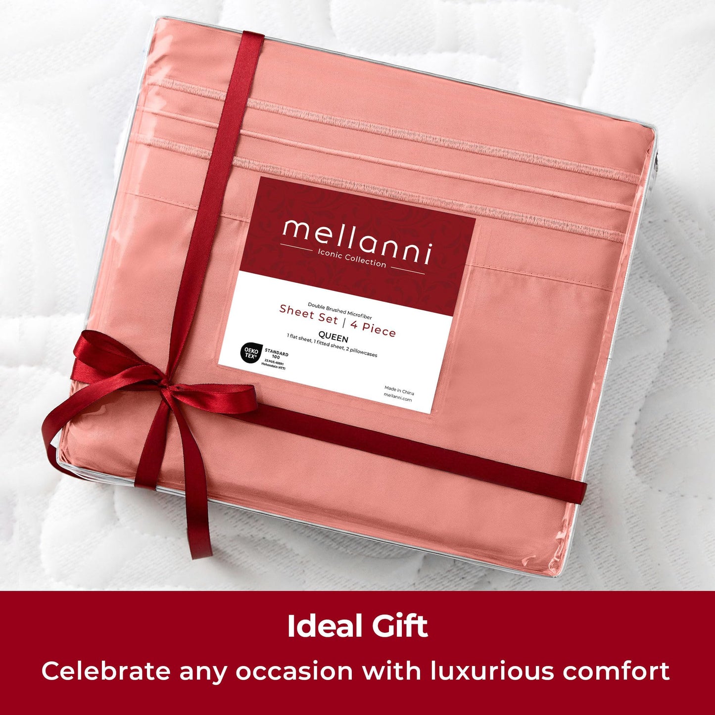 Mellanni Extra Deep Twin XL Sheets - 3 PC Iconic Collection Bedding - Hotel Luxury, Ultra Soft, Cooling Bed Sheets - Wrinkle, Fade, Stain Resistant (Twin Extra Long, Coral)