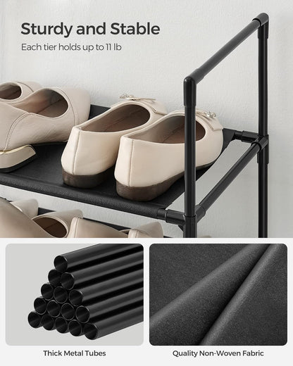 SONGMICS 10-Tier Shoe Rack - Metal Frame Shoe Storage Organizer | 11 x 17.7 x 68 Inches, Black