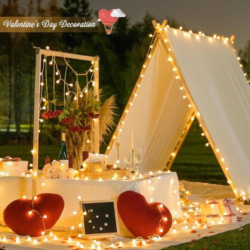 JMEXSUSS 100 LED Globe String Lights - 33ft Warm White Indoor/Outdoor Fairy Lights with Remote & 8 Modes