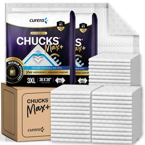 Chucks MAX+ Hospital Bed Pads Disposable Adult 36 x 36 Soft & Breathable Incontinence Pads - XXX-Large Chux Pee Pads for Elderly Adults - Extra Heavy Duty Absorbency Underpads [10x4-Packs = 40]