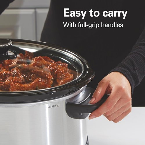 Hamilton Beach 7 Quart Programmable Slow Cooker - Flexible Programming & Dishwasher-Safe Design, Silver