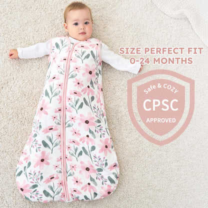 Yoofoss Baby Sleep Sack 6-12 Months, TOG 2.5 Baby Wearable Blanket with 2-Way Zipper, 100% Organic Cotton Fabric Winter Newborn Sleeping sack, Warm Soft Comfy(Medium)