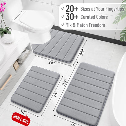 OLANLY Memory Foam Bath Mat - Super Soft & Absorbent | Quick Dry, Machine Washable, 24x16, Grey