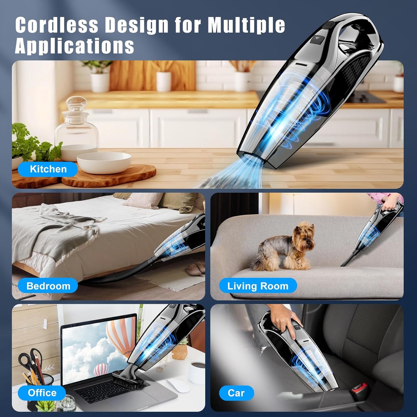 Upbooz Handheld Vacuum - Cordless Portable Car Vacuum with 7500Pa Suction | 670ML Lightweight Cleaner for Home & Pet Hair