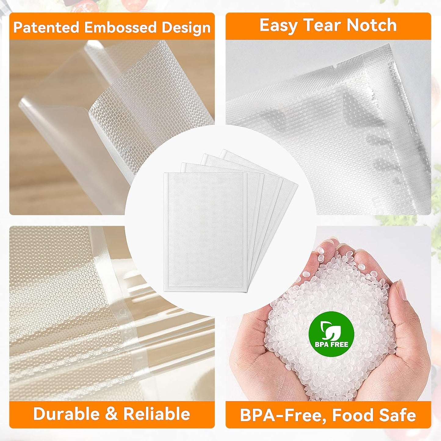 Wevac Vacuum Sealer Bags - Heavy-Duty BPA-Free Food Storage | 50 Count (8"×12"), Puncture-Resistant, Freezer & Sous Vide Safe
