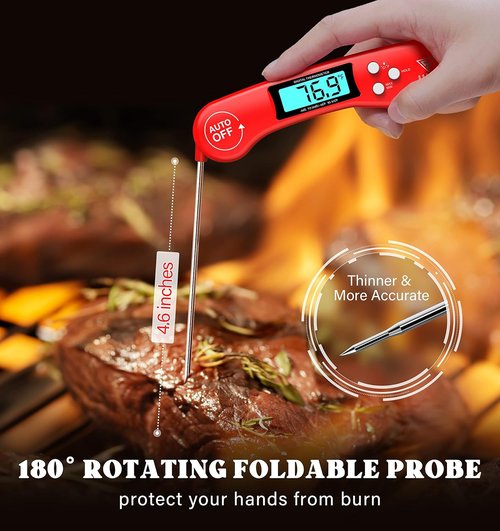 DOQAUS Digital Meat Thermometer - Instant Read Cooking Thermometer with Backlit Display & 4.6” Probe for Perfect BBQ