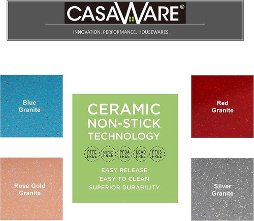 CasaWare Grande Lasagna Roaster Pan - Extra Large 18 x 12 x 3-Inch, Ceramic Coated Non-Stick (Silver Granite)