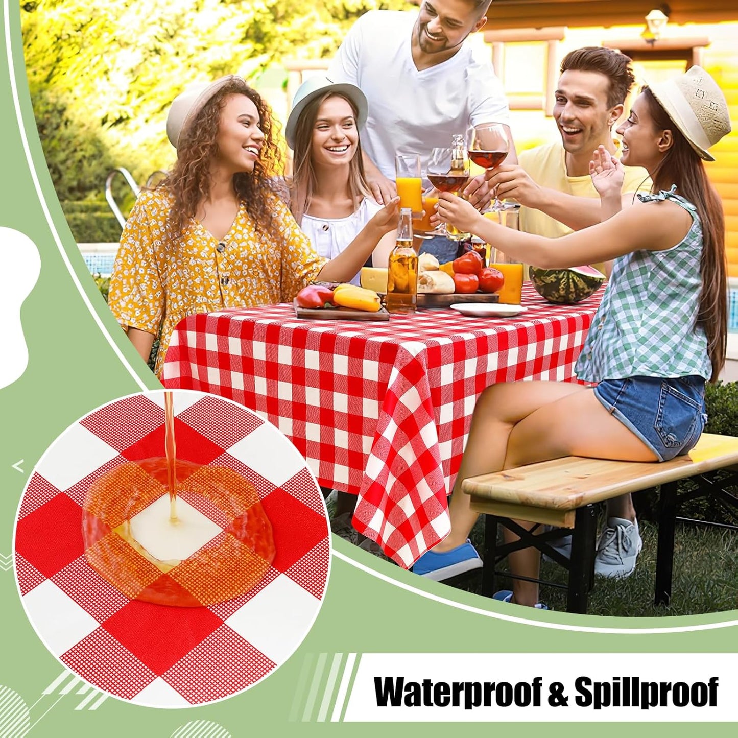 Misaya Buffalo Disposable Tablecloths - Waterproof Red & White Checkered | 54 x 108 Inch for Parties & Picnics