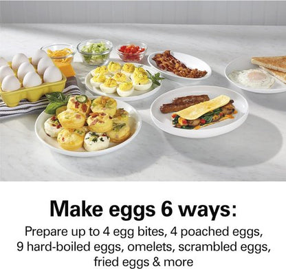 Hamilton Beach 6-in-1 Electric Egg Cooker - Versatile Hard Boiled & Sous Vide Egg Maker | Non-Stick Skillet, Grey