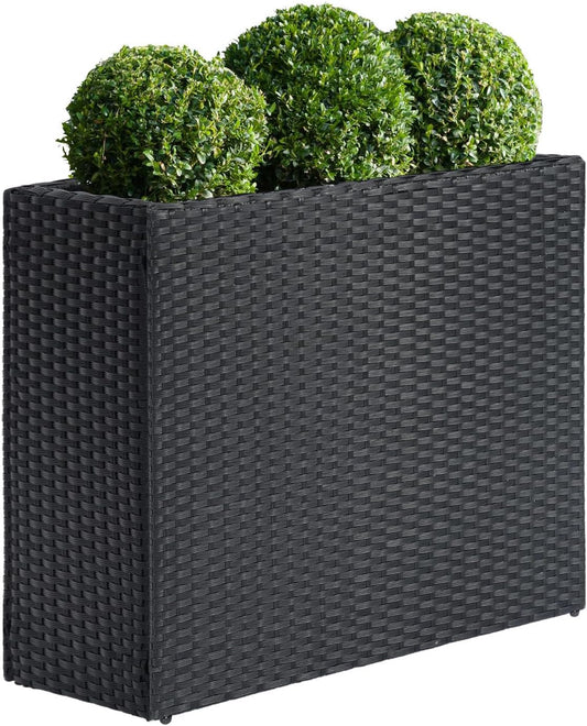 SUNNYPARK Tall Rectangular Planter - All-Weather PE Rattan for Indoor/Outdoor Use | Large Modern Design