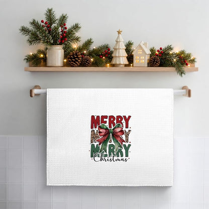 Red and Green Coquette Bow Christmas Kitchen Towels - 16x24 Style09