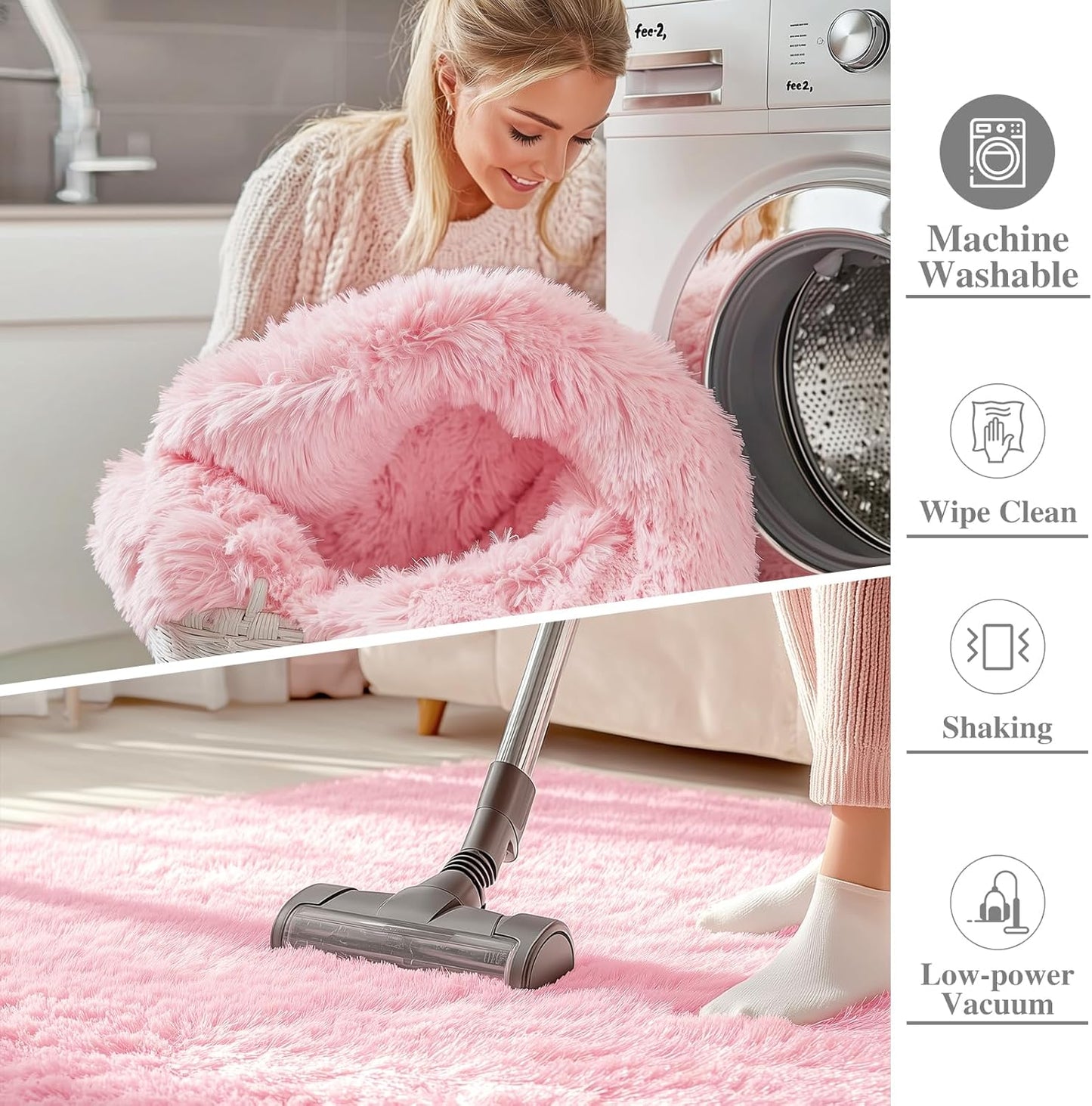 OLANLY Large Area Rug - Soft Fluffy Shaggy Carpet for Living Room & Bedroom | 5x8, Pink