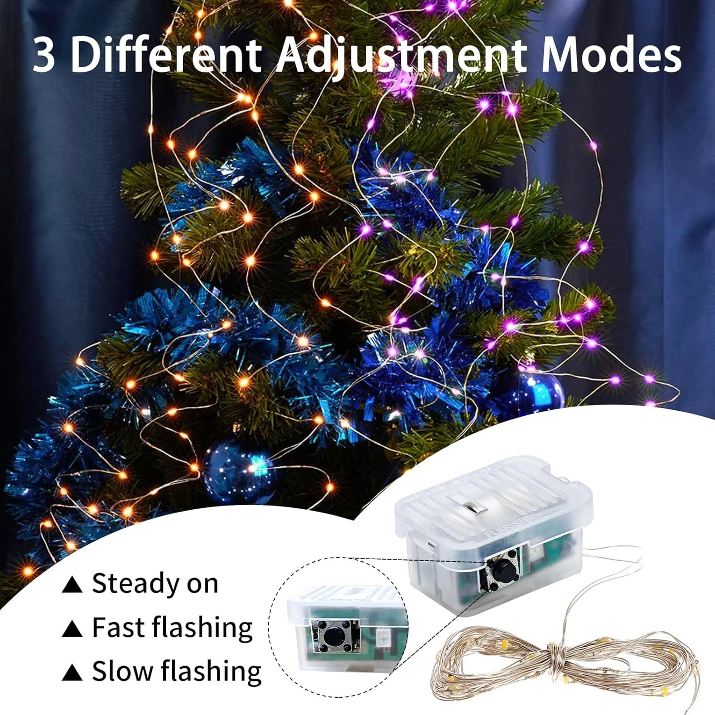 Skiennix 24 Pack Fairy Lights - 7Ft 20 LED Twinkle String Lights | Battery Operated & Waterproof for Mason Jar Decor, Parties & Weddings in Orange & Purple
