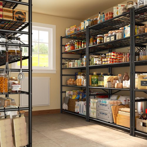 Heavy Duty 5-Tier Wire Shelving Unit - Large Capacity Metal Storage Shelves for Garage, Pantry & Closet | 72" H x 36" W x 12" D, Black