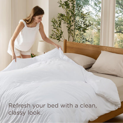 Bedsure Duvet Cover - Extra Soft Prewashed Cotton-Like Polyester, King Size 104x90 Inches, White