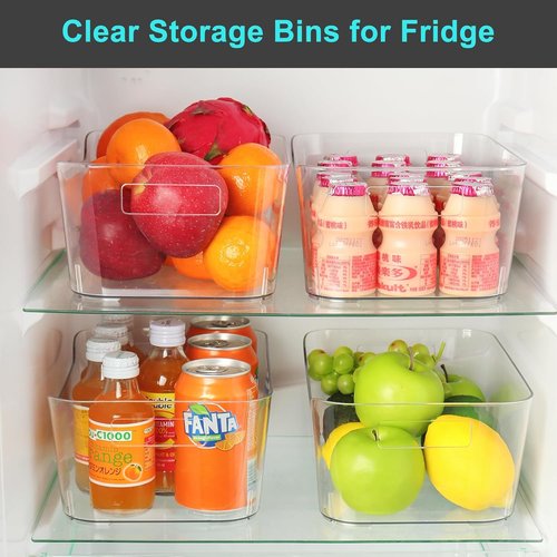 Heyuzb 12-Pack Clear Plastic Storage Bins - Versatile Organizers for Kitchen, Office & Pantry