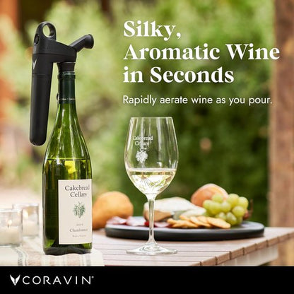 CORAVIN Pivot Aerator For Use, Wine Preservation System Quickly Aerates Your Bottled Red and White Wine, Preserves Wine Freshness, Black