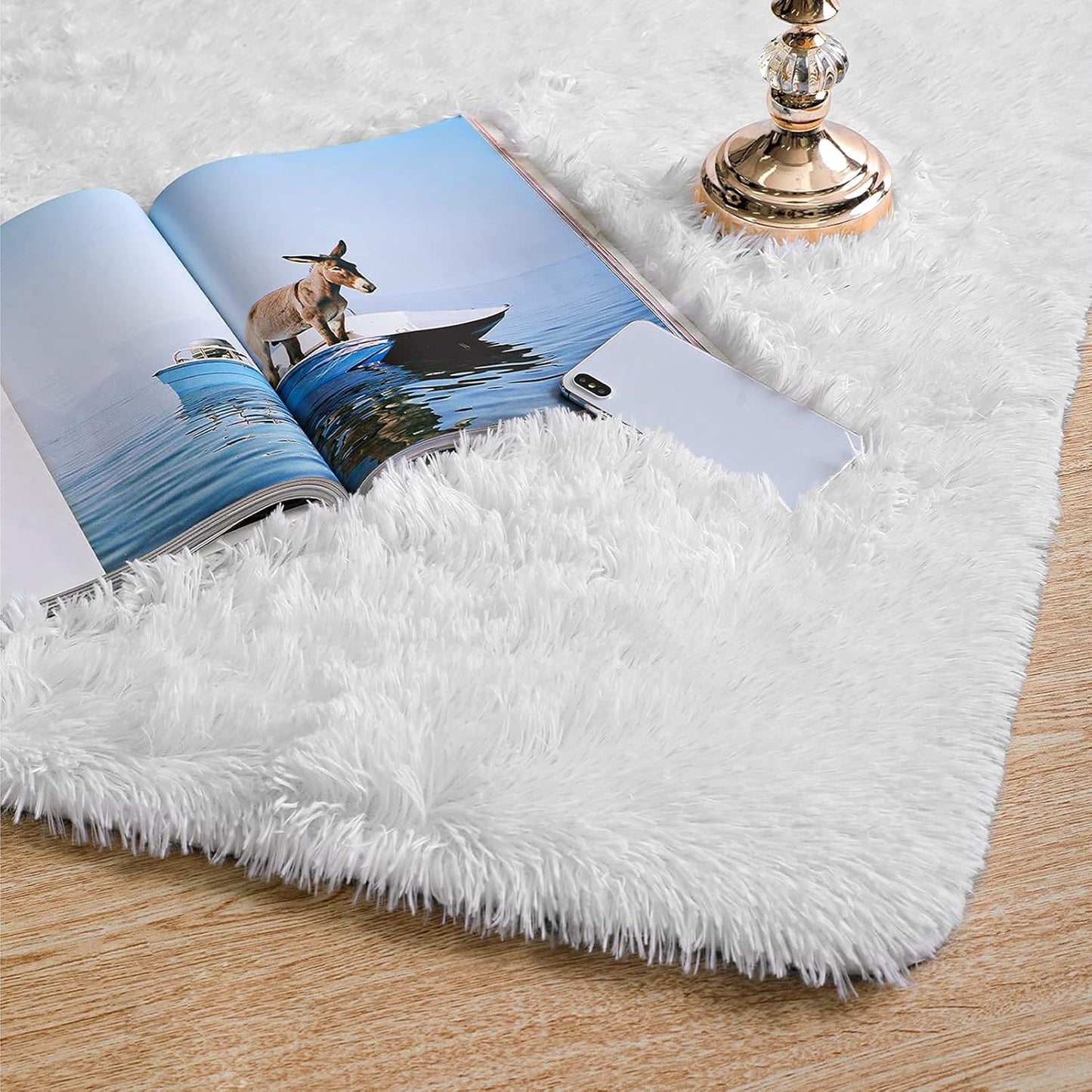 Ophanie 6x9 White Area Rug - Large Fluffy Shag Carpet for Living Room & Bedroom Decor