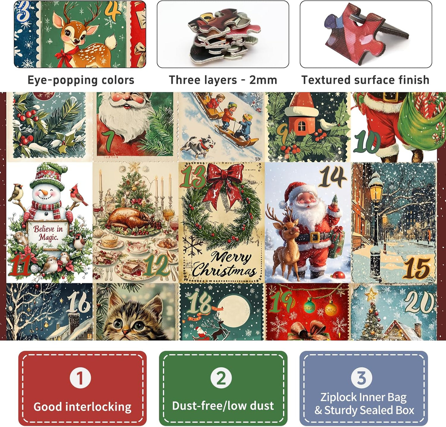 Regine Switzerland 1000-Piece Christmas Puzzle - Vintage Holiday Scenes | 19.2 x 26.6 in Family Fun