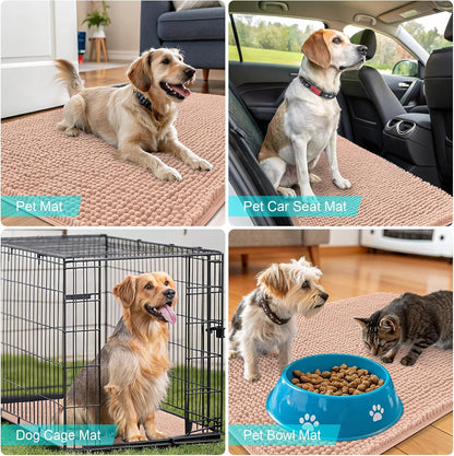 OLANLY Dog Door Mat - Absorbent Non-Slip Chenille Mat for Muddy Paws | 30x17 Peach Indoor Carpet