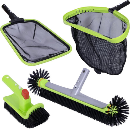 Sepetrel Deluxe Swimming Pool Cleaning Kit - Professional Leaf Skimmer, Fine Mesh Net & 17.5" Brush Head