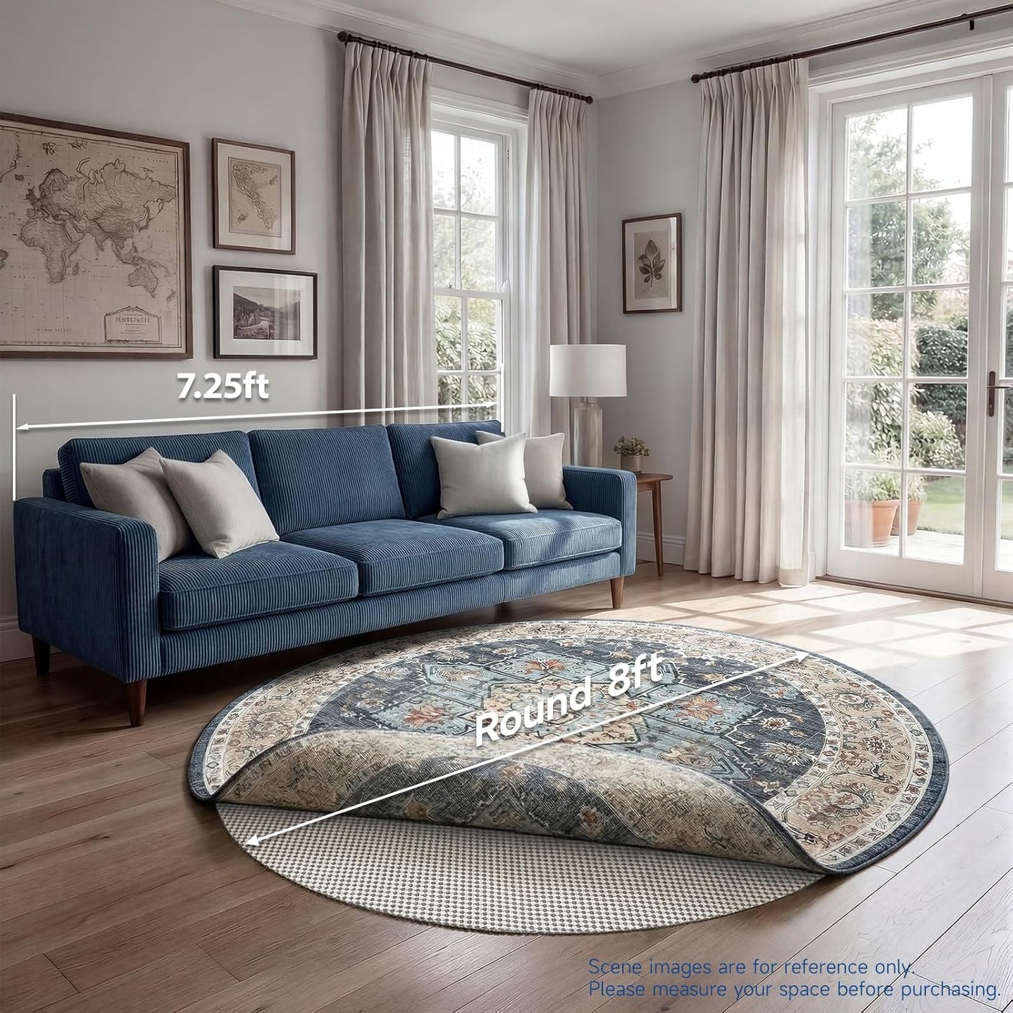 Veken 8 Ft Round Rug Pad Gripper - Non-Slip Circle Rug Pad for Hardwood & Tile Floors